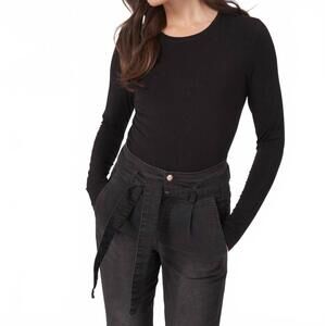 NEW REPEAT CASHMERE women's long sleeve top in black